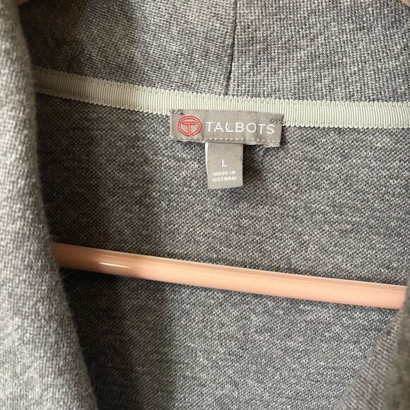 T by Talbots size L sweatshirt cardigan side zipper. Causal Neutral. - Picture 5 of 6